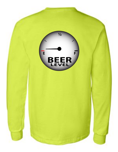 Beer Level 42400 Men Funny Safety Green Long Sleeve Work Shirt