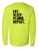 Eat Sleep Plumb Repeat 42400 Men Funny Safety Green Long Sleeve Work Shirt