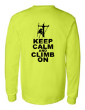 Keep Calm And Climb On 42400 Men Funny Safety Green Long Sleeve Work Shirt