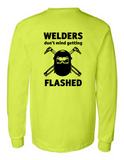 Welders Dont Mind Getting Flashed 42400 Men Funny Safety Green Long Sleeve Work Shirt